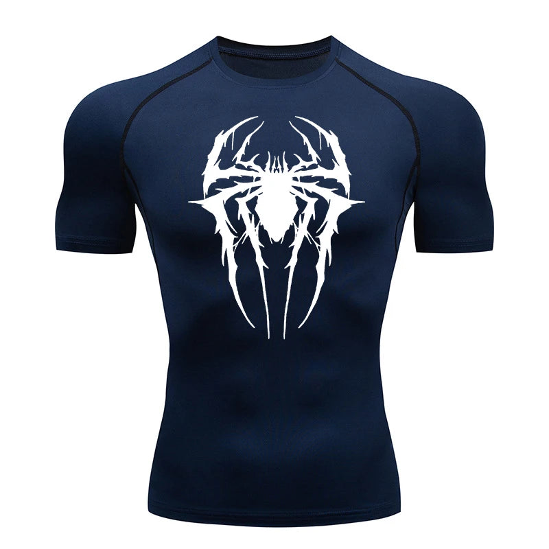 Premium Men's Spider Graphic Compression Shirt - Quick Dry Rash Guard