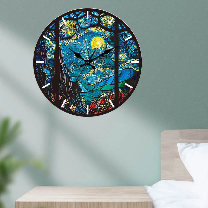 Premium Luxury Wood Grain Wall Clock - Transparent Acrylic Design