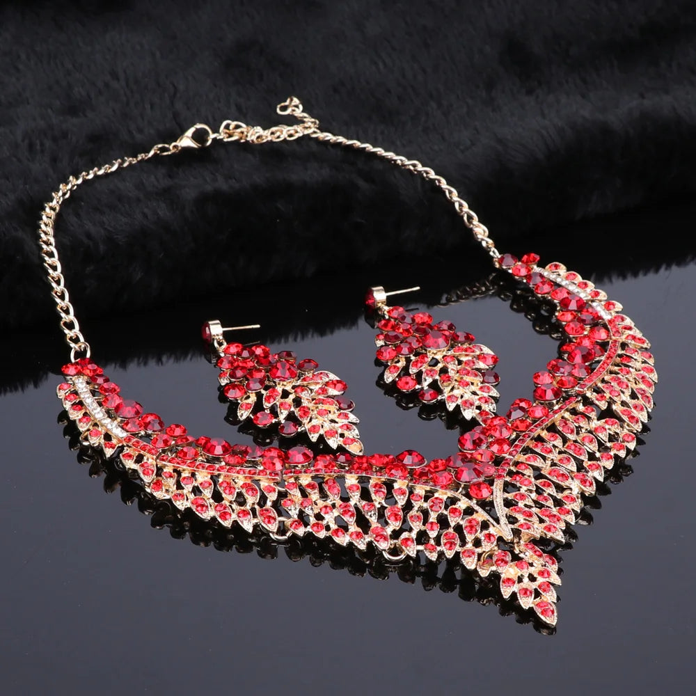 Elegant Crystal Jewelry Set - Rhinestone Necklace & Earrings