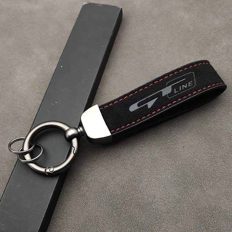 Luxury Suede Car Keychain - Premium Alloy & Leather Ring