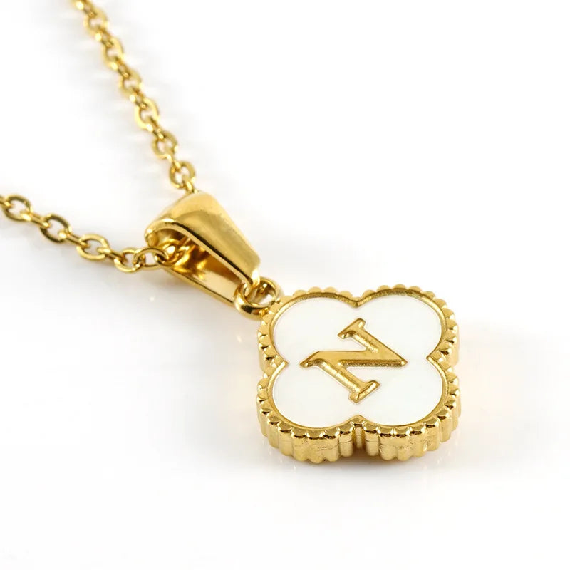 Elegant Initial Letter Necklace - Lucky Shell Gold Pendant
