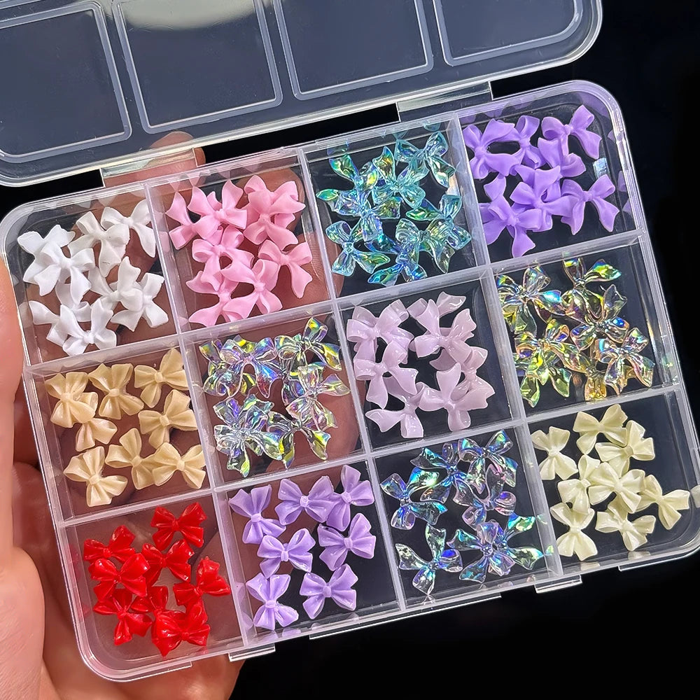 Luxury 3D Gold Bow Nail Metal Charms - 120pcs Shiny Art Supplies