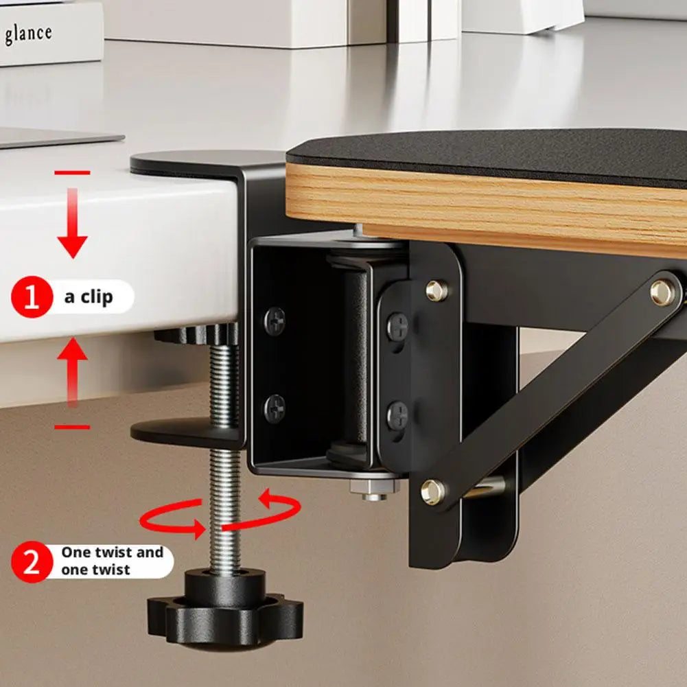 Premium Desk Arm Rest Pad - 90° Adjustable Wooden Support