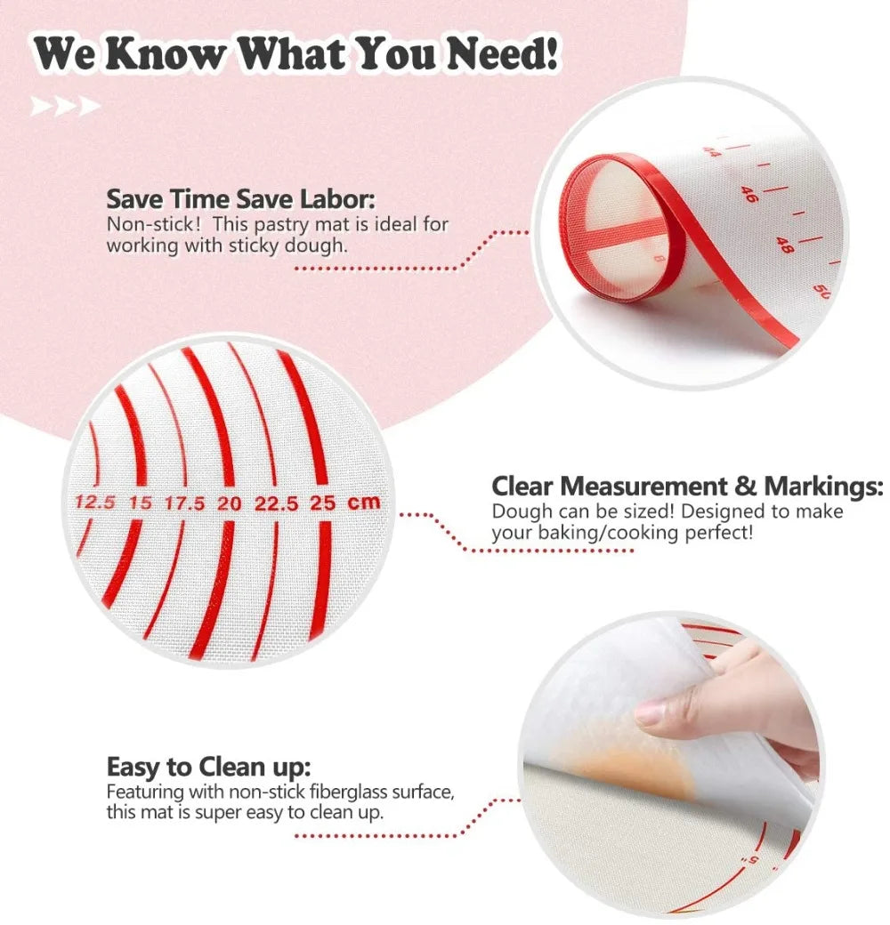 Professional Silicone Baking Mat - Non-Stick Dough Pad