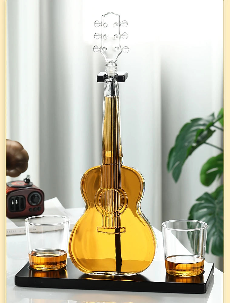 Premium Glass Guitar Decanter - Elegant Wine Aerator Set