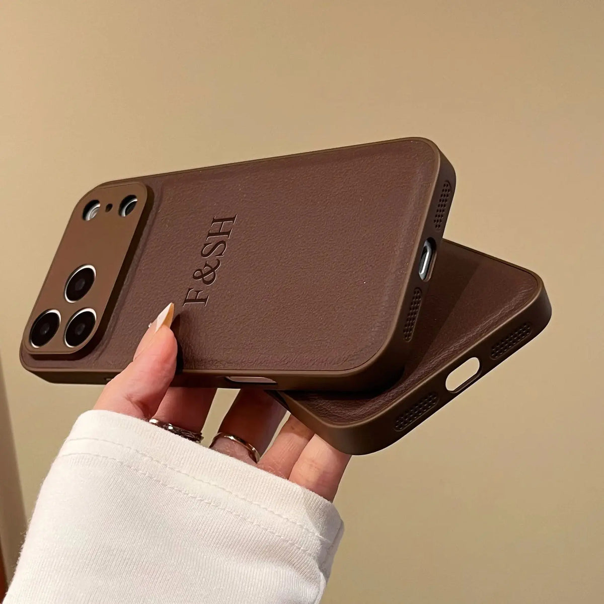 Luxury Personalized Faux Leather Phone Case - Custom Monogram Cover