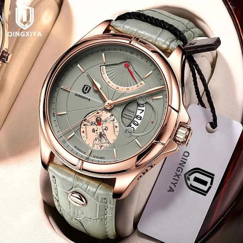 Luxury Business Men's Quartz Wristwatch - Waterproof Leather Strap