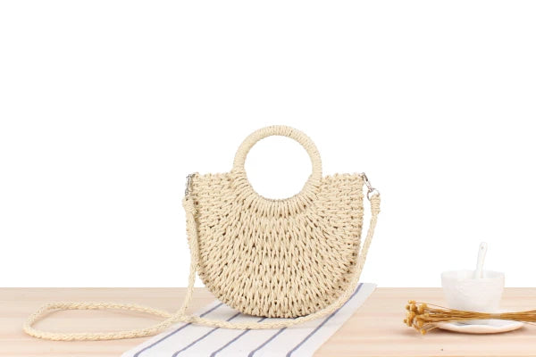 Elegant Women's Straw Tote - Handmade Beach Weaver