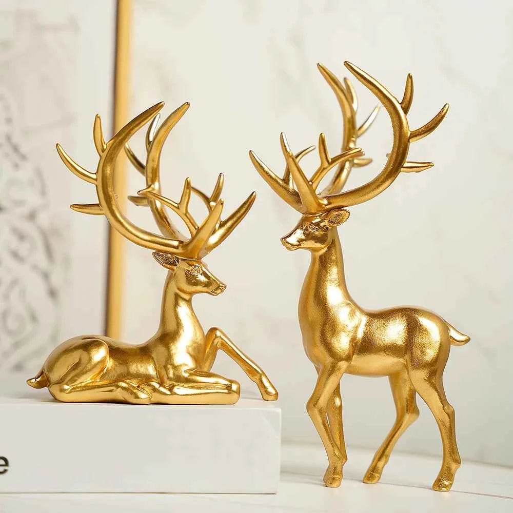 Modern Light Luxury Elk Ornament Set - Elegant Tabletop Decor