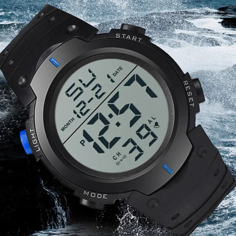 Premium Men's Digital Sports Watch - Multi-Functional Fitness Timer
