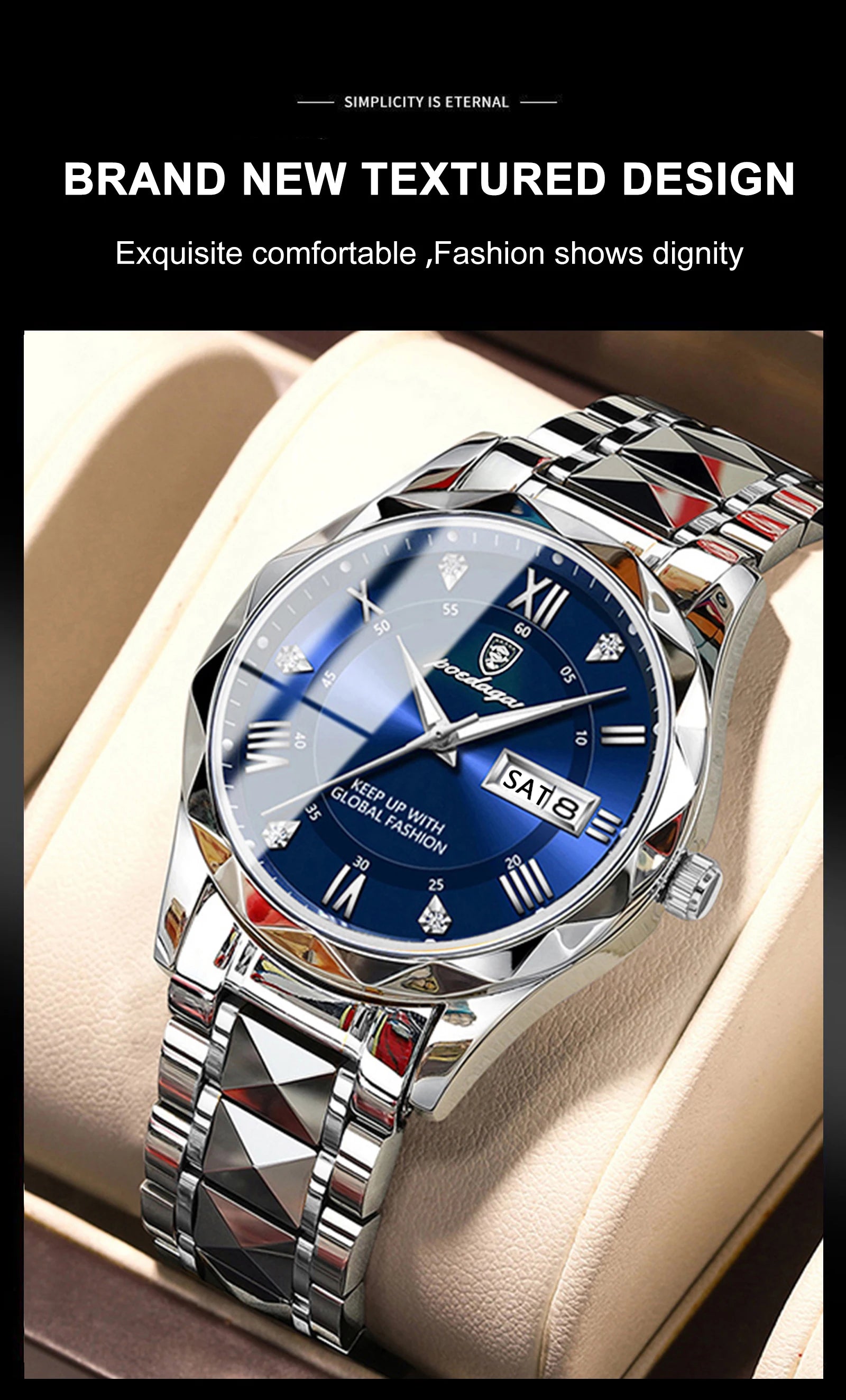 Luxury Men's Quartz Watch - Date & Week Display