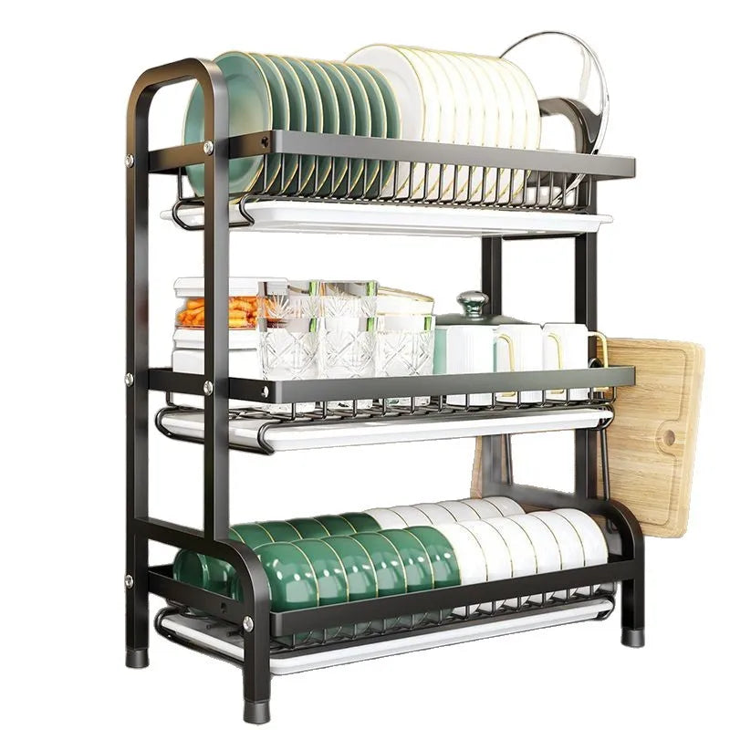 Premium Countertop Dish Drying Rack with Utensil & Spice Holder