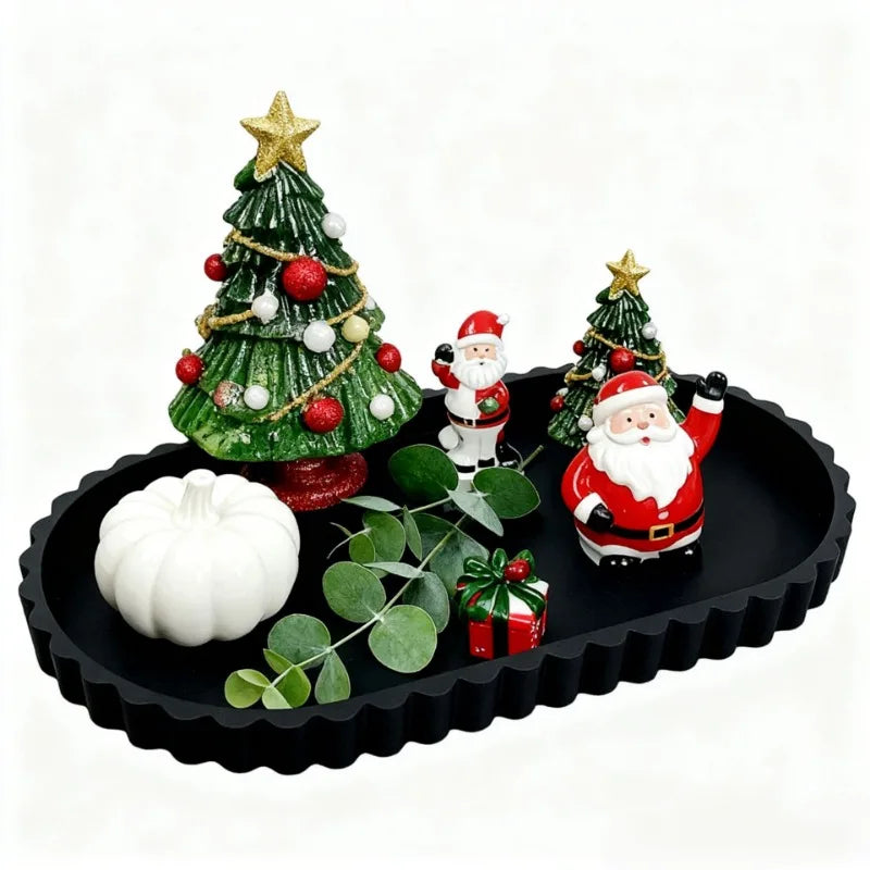 Elegant Scalloped Edge Luxury Decorative Tray - Oval Design