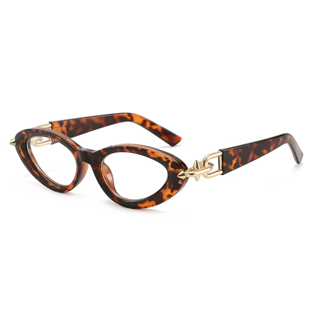Y2K Cat Eye Blue Light Glasses - Gold Chain Decor
