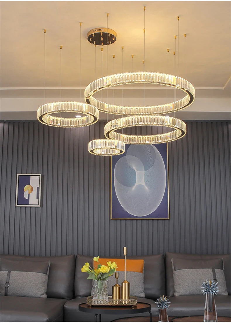 Elegant Crystal Ring Chandelier - Modern Dining Room Lighting