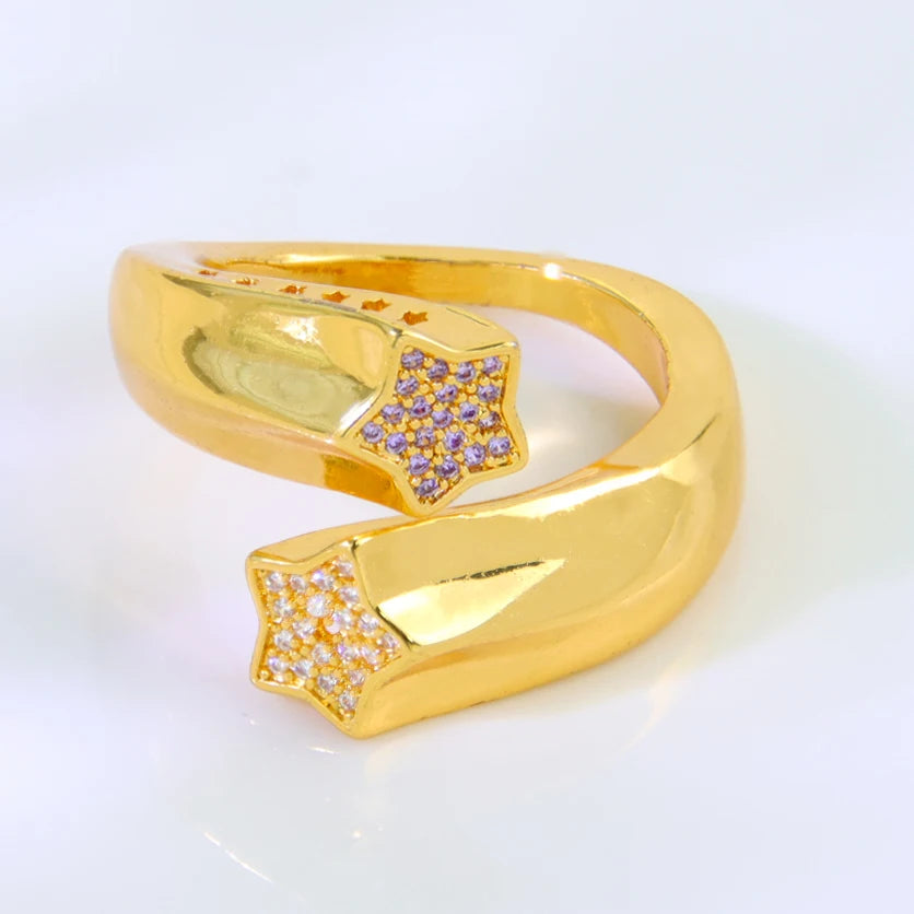 Luxury 21k Gold Plated Italian Zircon Cocktail Ring