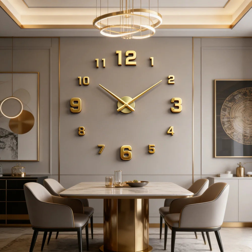 Elegant Modern Large Wall Clock - 3D DIY Quartz Design