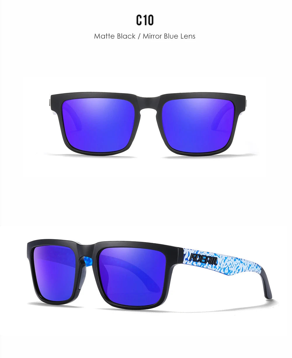 Premium Men Square Sunglasses - Polarized UV Protection & Mirrored Lens
