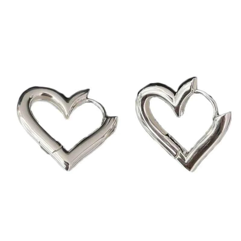 Elegant Sterling Silver Heart Hoop Earrings