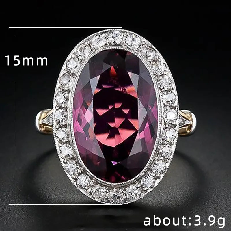 Brilliant Rose Red CZ Ring - Luxury Oval Cut Statement Jewelry