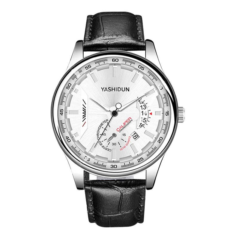 Premium Men's Luminous Quartz Watch - Waterproof Leather
