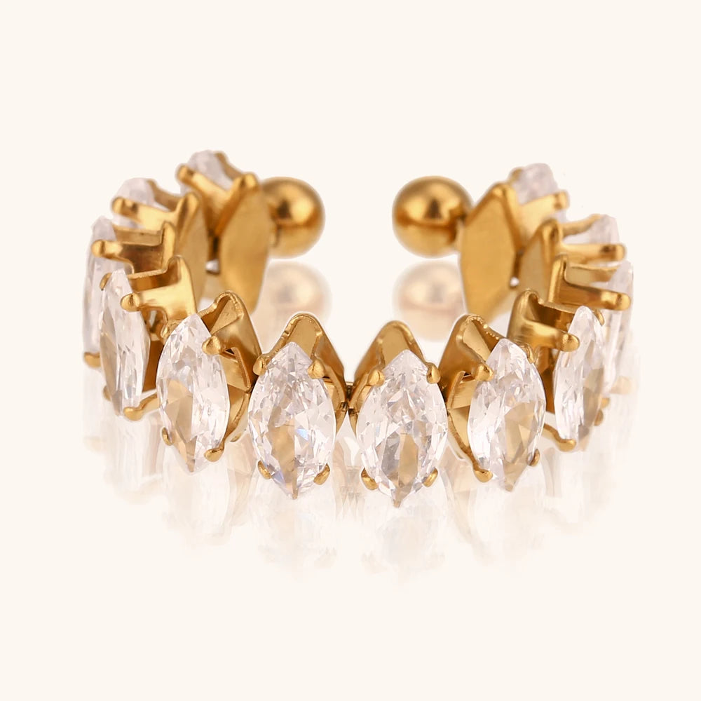 Luxury Rhombus Zircon Cuff Bracelet - Waterproof Gold Plated