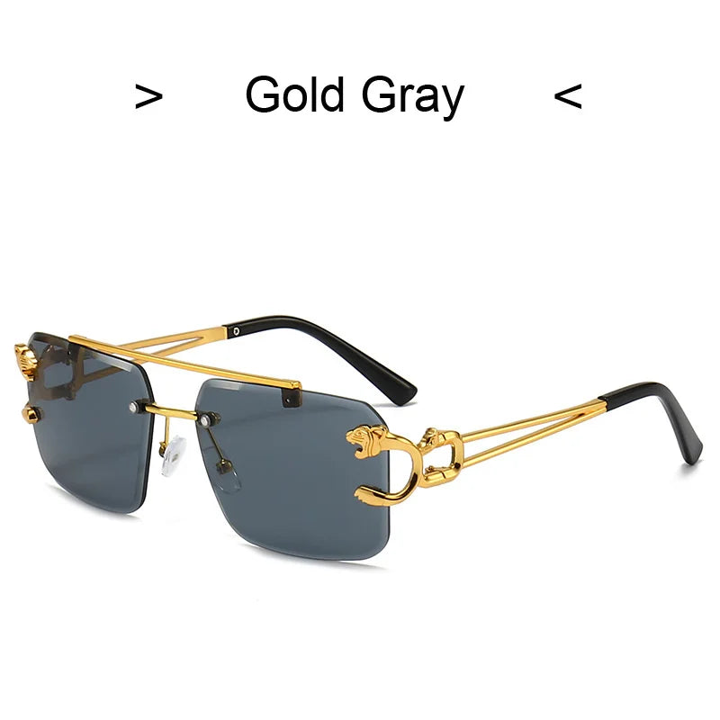 Vintage Square Sunglasses - Rimless Retro Designer Shades