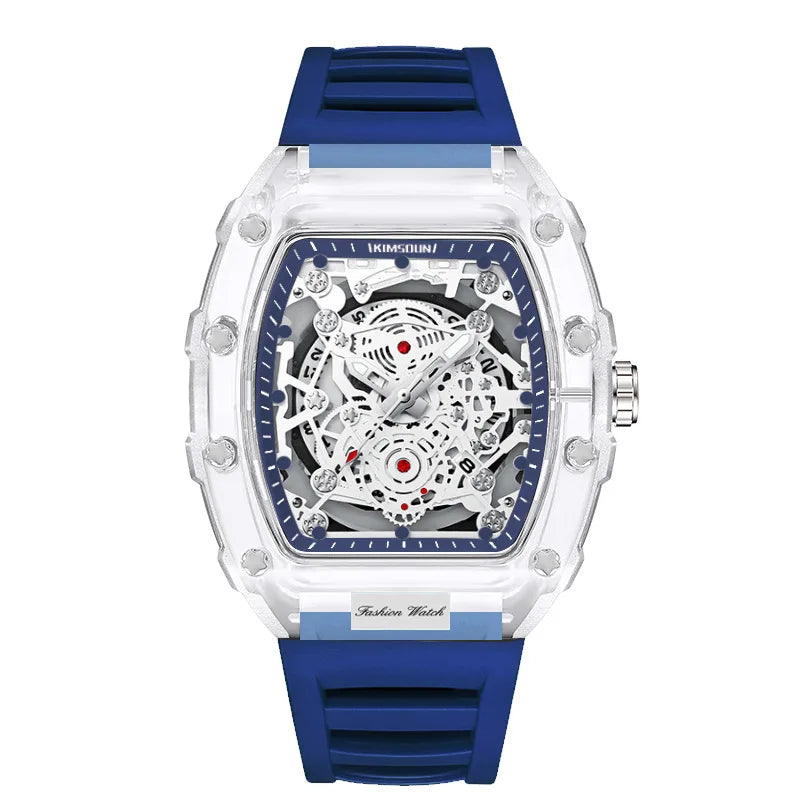 Modern Transparent Quartz Watch - Barrel Shaped Sports Clock