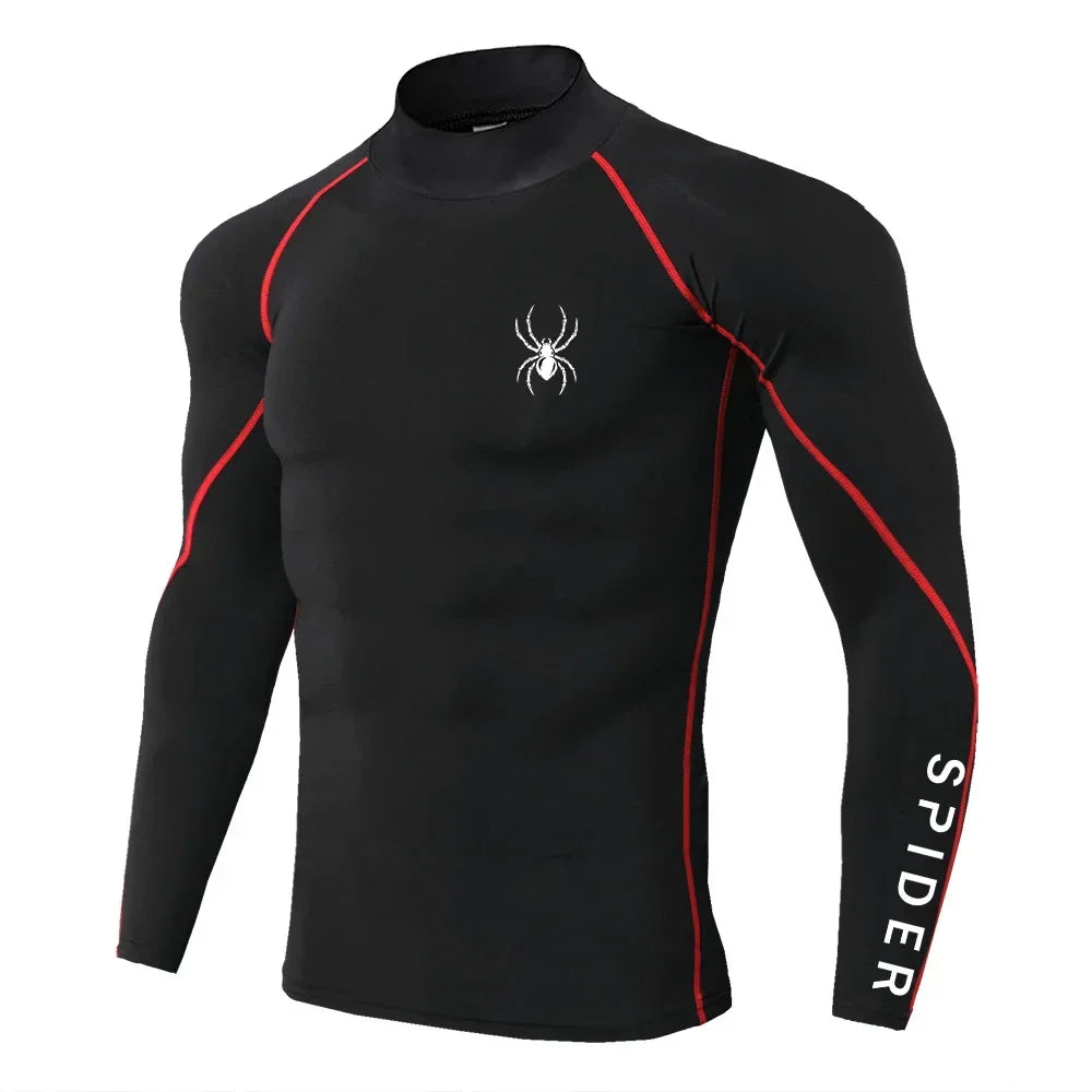 Premium Mens Compression Long Sleeve - Quick Dry Spider Print