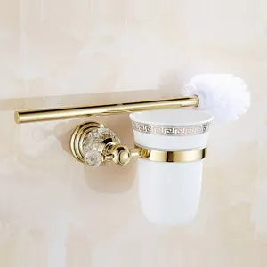 Luxury Crystal Gold Bathroom Hardware Set - Wall Mounted
