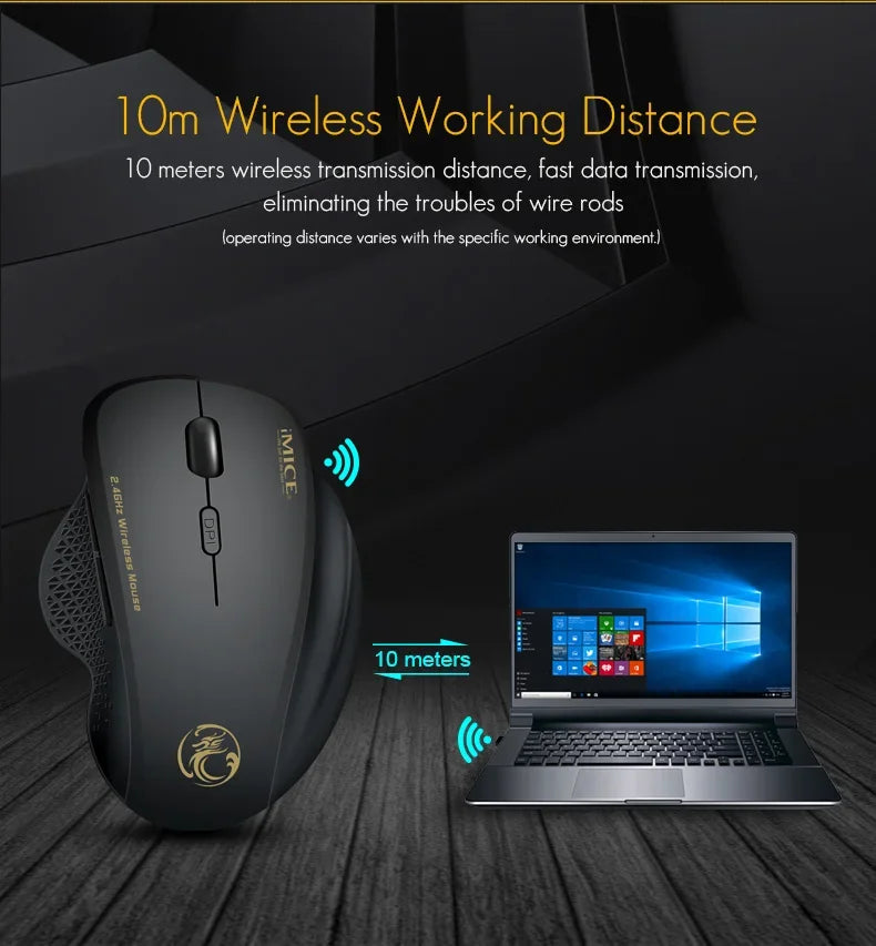 Premium Wireless Silent Mouse - 3 Adjustable DPI & 6 Buttons