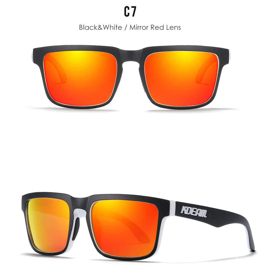 Premium Men Square Sunglasses - Polarized UV Protection & Mirrored Lens