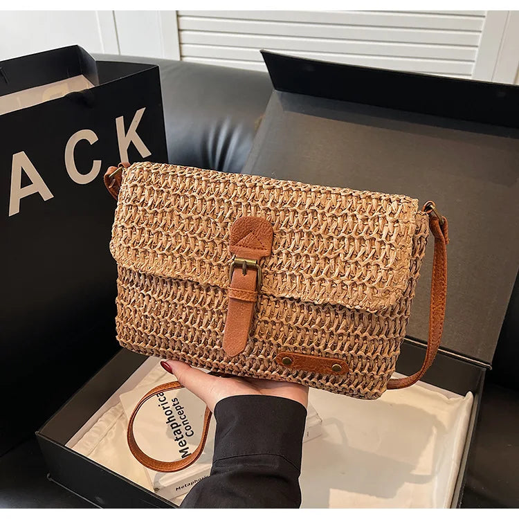 Elegant Straw Crossbody Bag - Chic Vacation & Casual Style