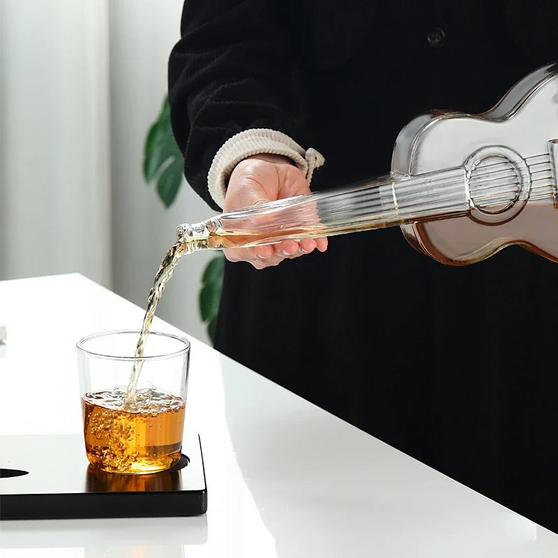 Premium Glass Guitar Decanter - Elegant Wine Aerator Set