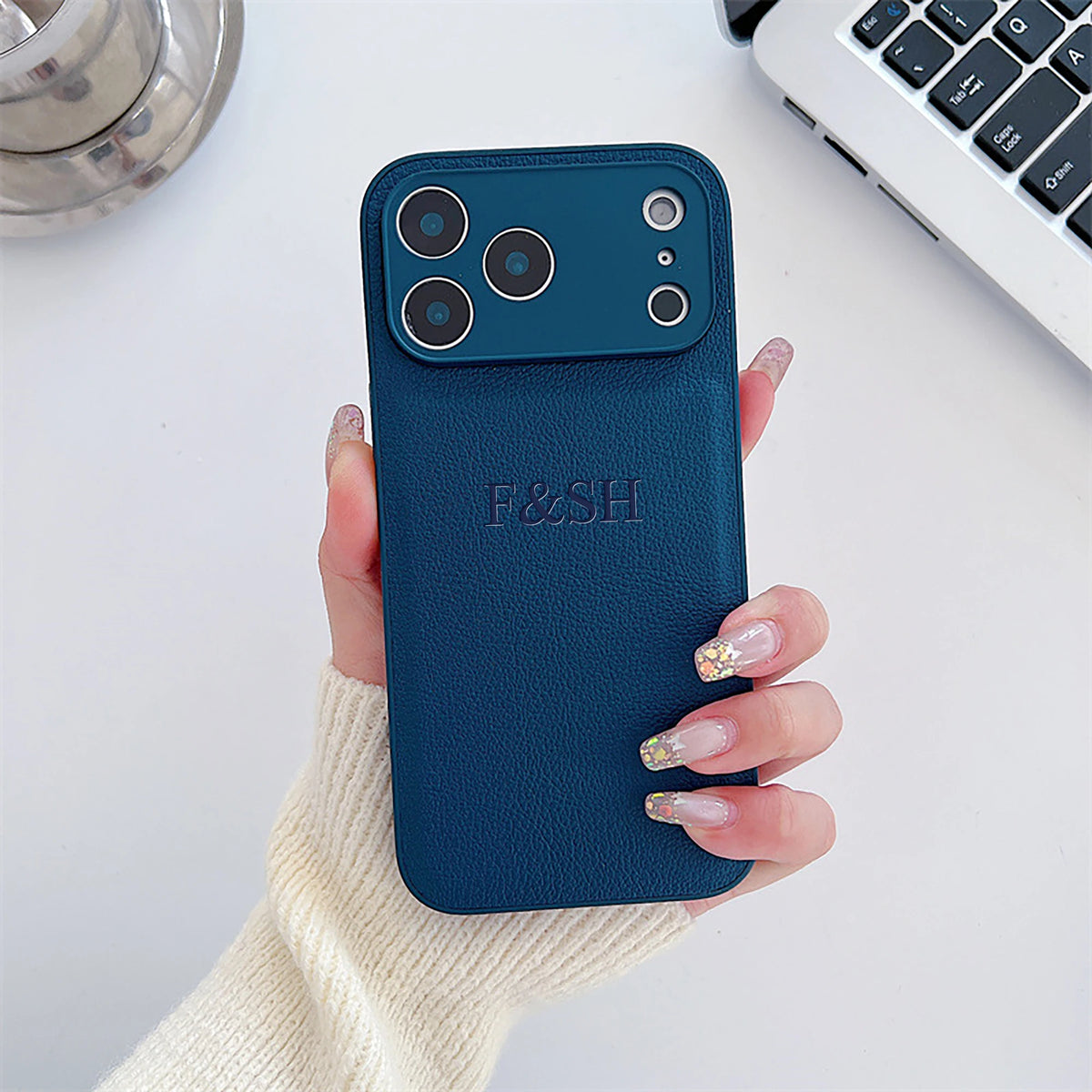 Luxury Personalized Faux Leather Phone Case - Custom Monogram Cover