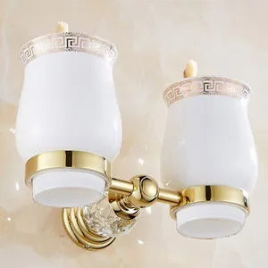 Luxury Crystal Gold Bathroom Hardware Set - Wall Mounted