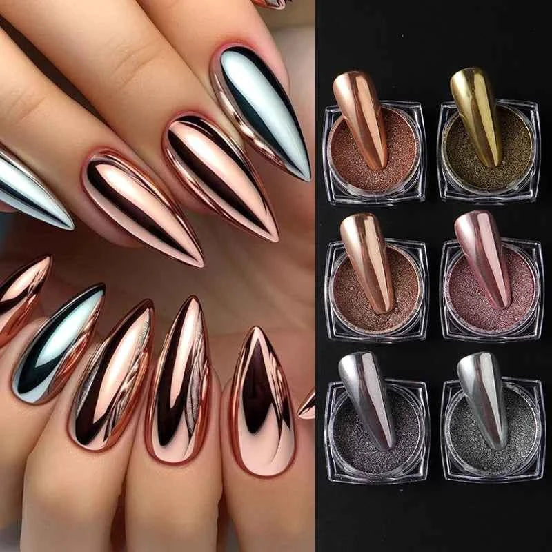 Luxury Metallic Chrome Nail Powder - Mirror Finish Pigment Dust
