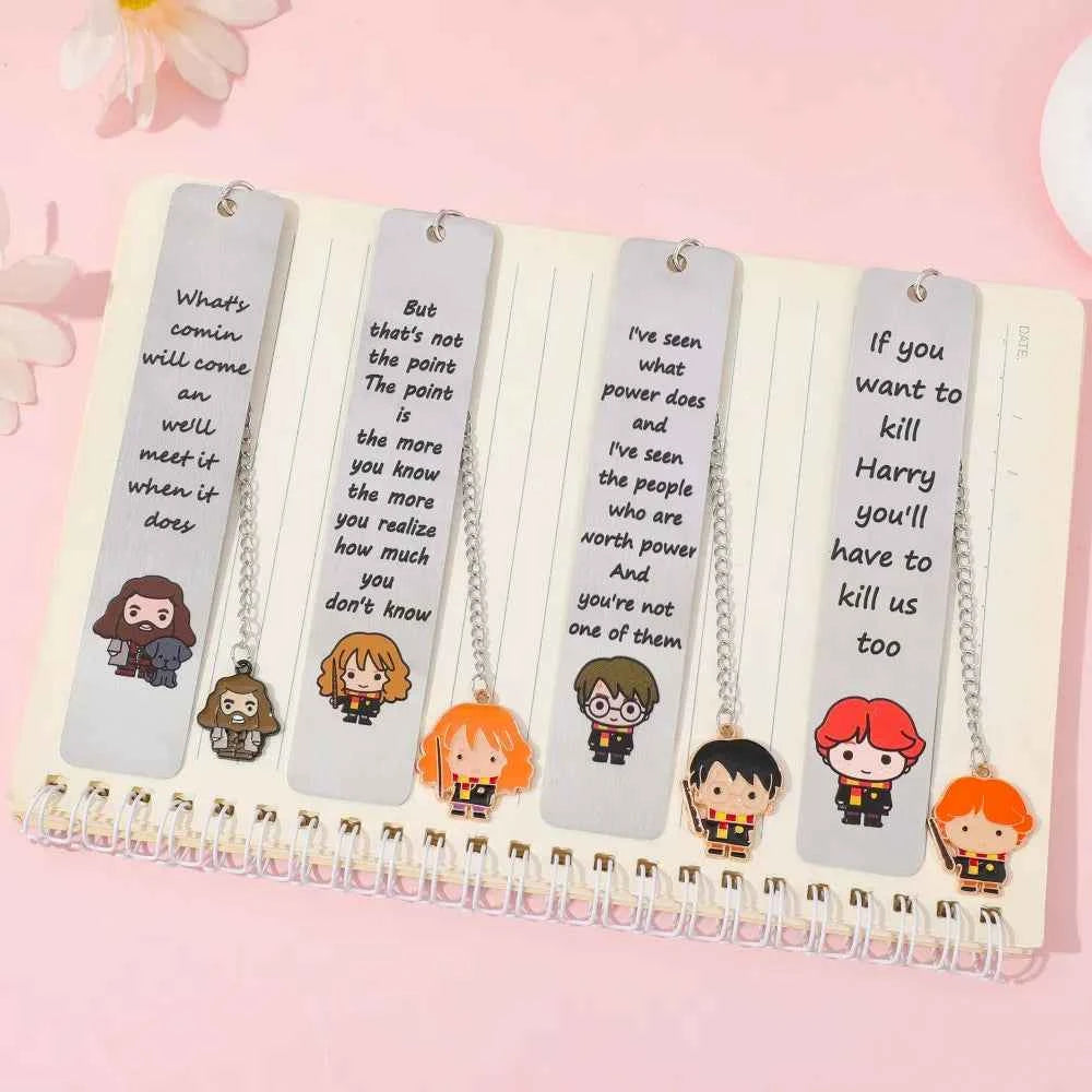 Premium Metal Bookmark with Character Pendant & Inspirational Quote