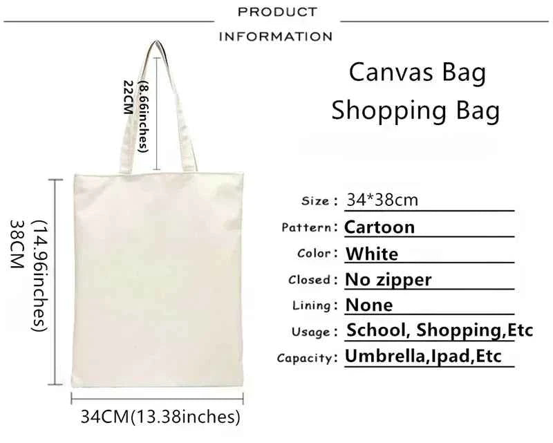 Premium Kawaii Tote Bag - Cartoon Canvas Shopper