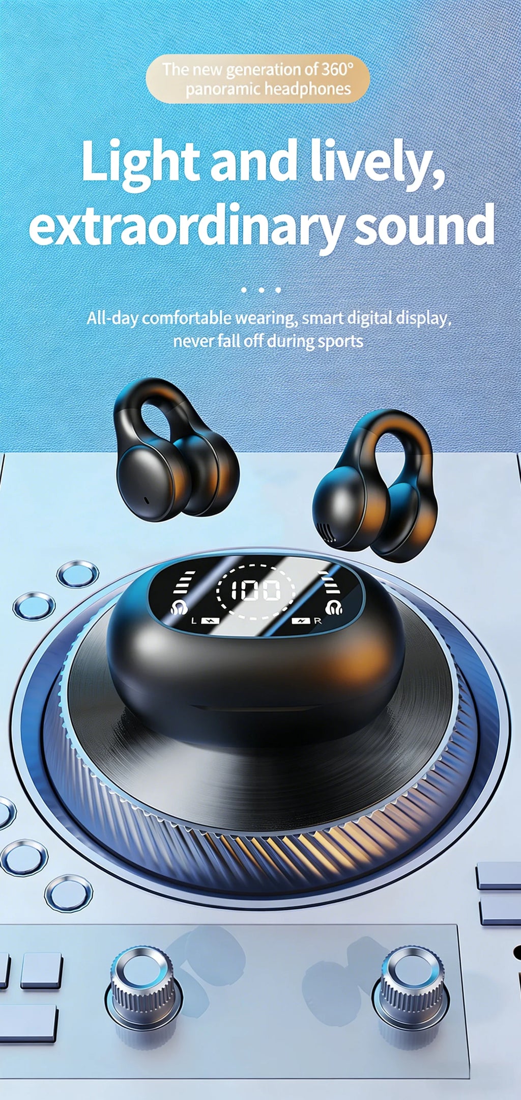 Digital Display Wireless Sports Earbuds - Premium Silicone Noise Reduction