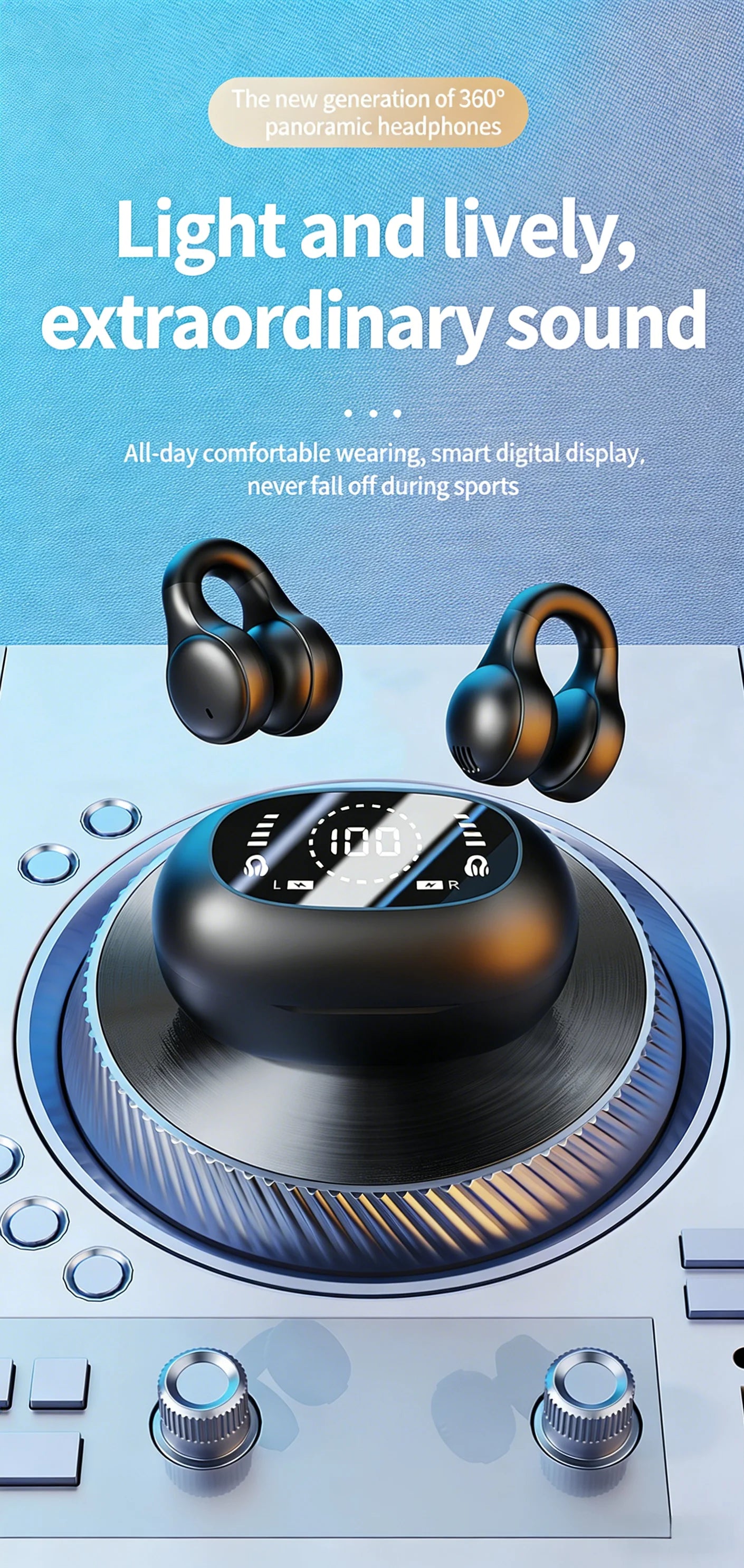 Digital Display Wireless Sports Earbuds - Premium Silicone Noise Reduction