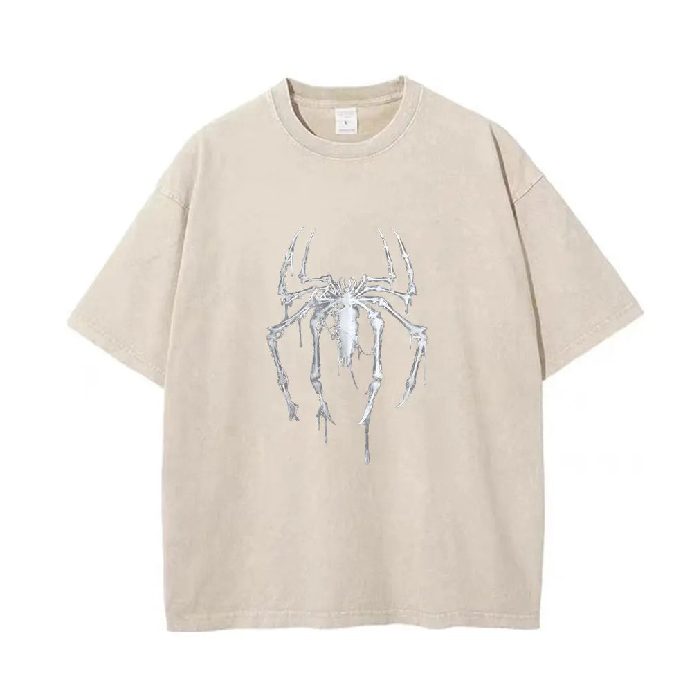 Vintage Spider Graphic Wash Shirt - Retro Hero Style