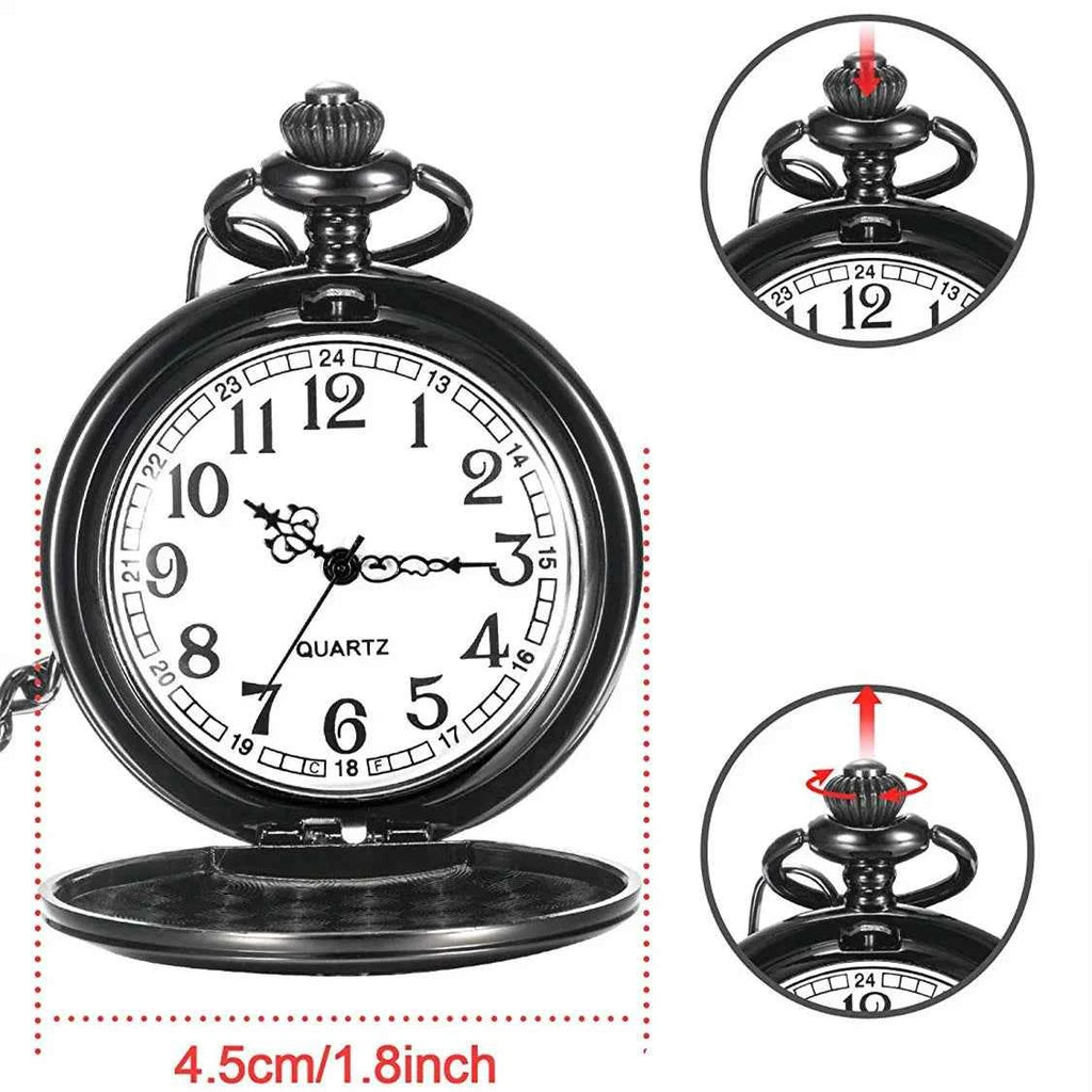 Exquisite  "Best Man for a Day"Black Quartz Movment Pocket Watch Men Fans Souvenir Clock with 80cm Neck Chain Watch Best Man Gif