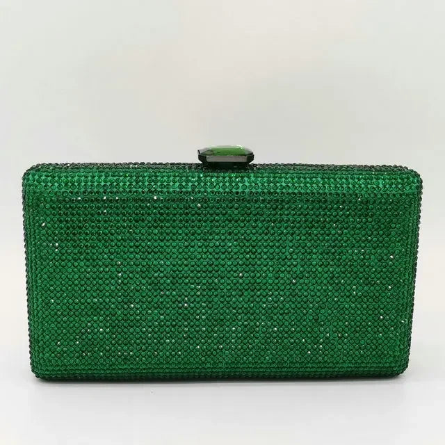 Elegant Crystal Evening Clutch - Luxury Rhinestone Box Handbag