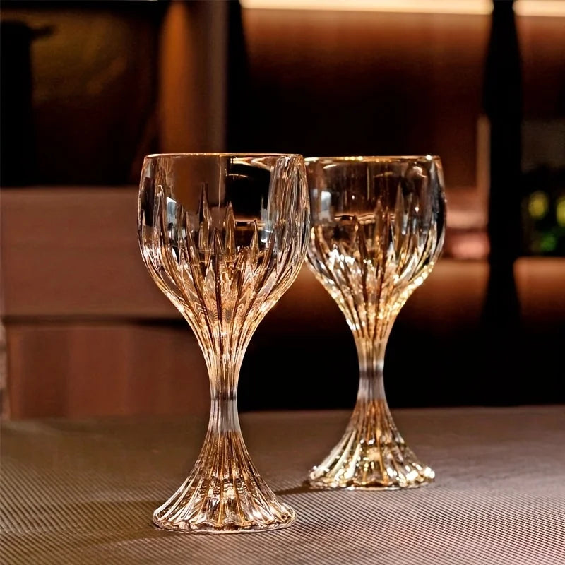 Elegant Crystal Gold Trim Wine Glass - Lead-Free & Stylish