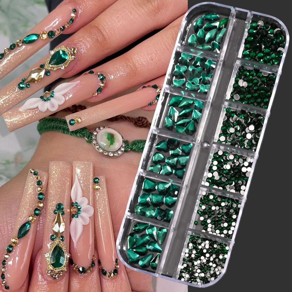 Luxury Crystal Chain Nail Charms - Rhinestone Diamond Art