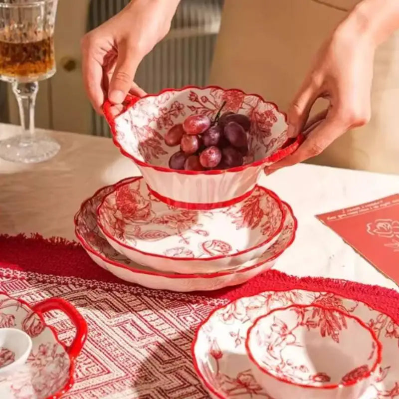 Elegant Luxury Red Dinner Set - Italian Ceramic Plates
