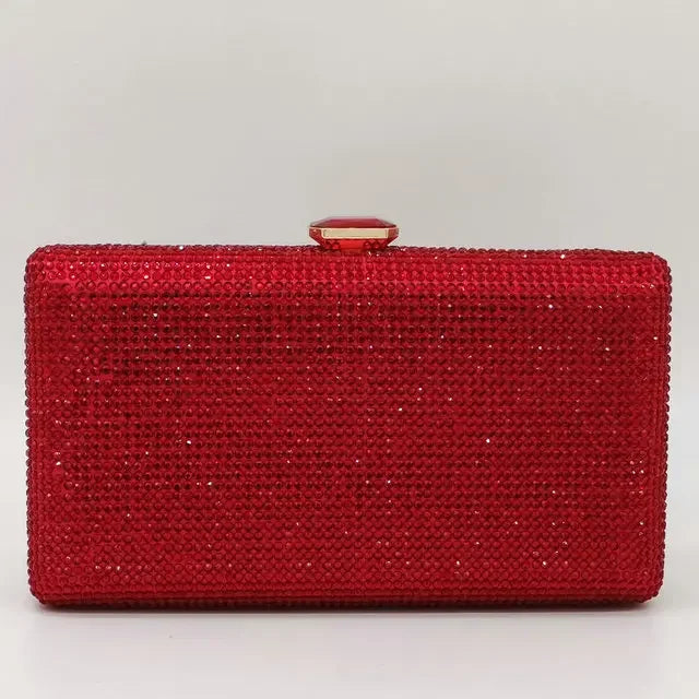 Elegant Crystal Evening Clutch - Luxury Rhinestone Box Handbag