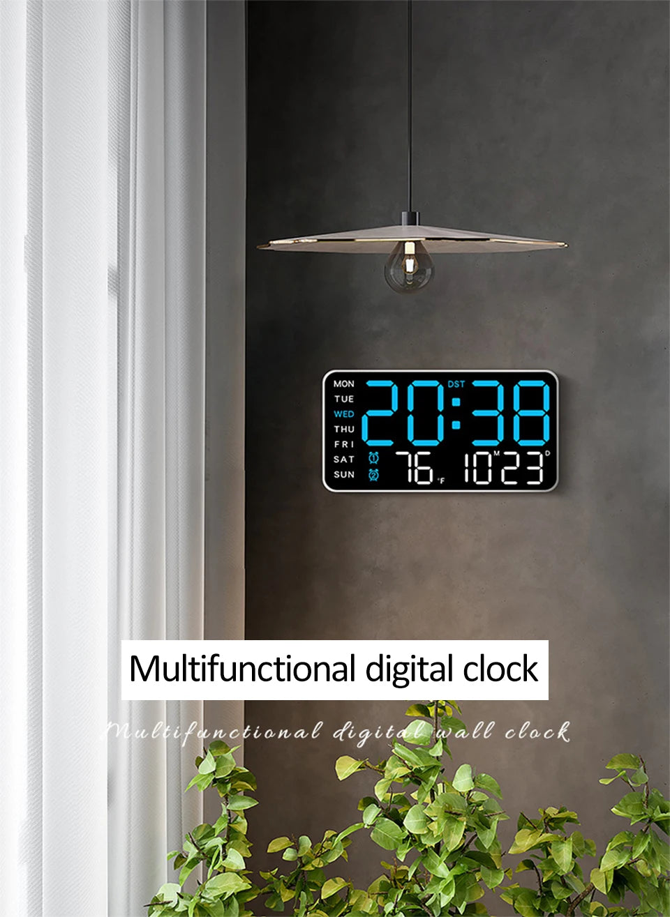 Premium Large Digital Wall Clock - Remote Control & Dual Alarms
