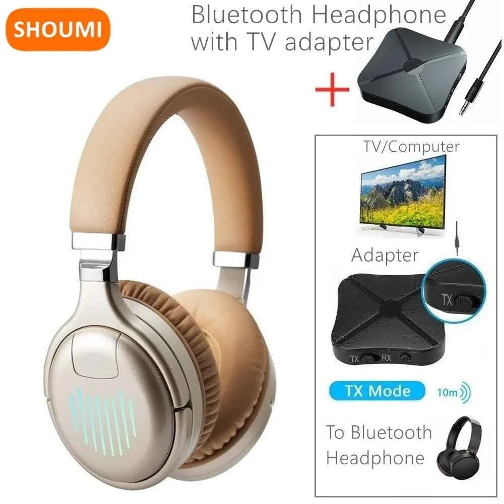 Bluetooth TV headset - over-ear wireless headphones with included adapter for TV and computer